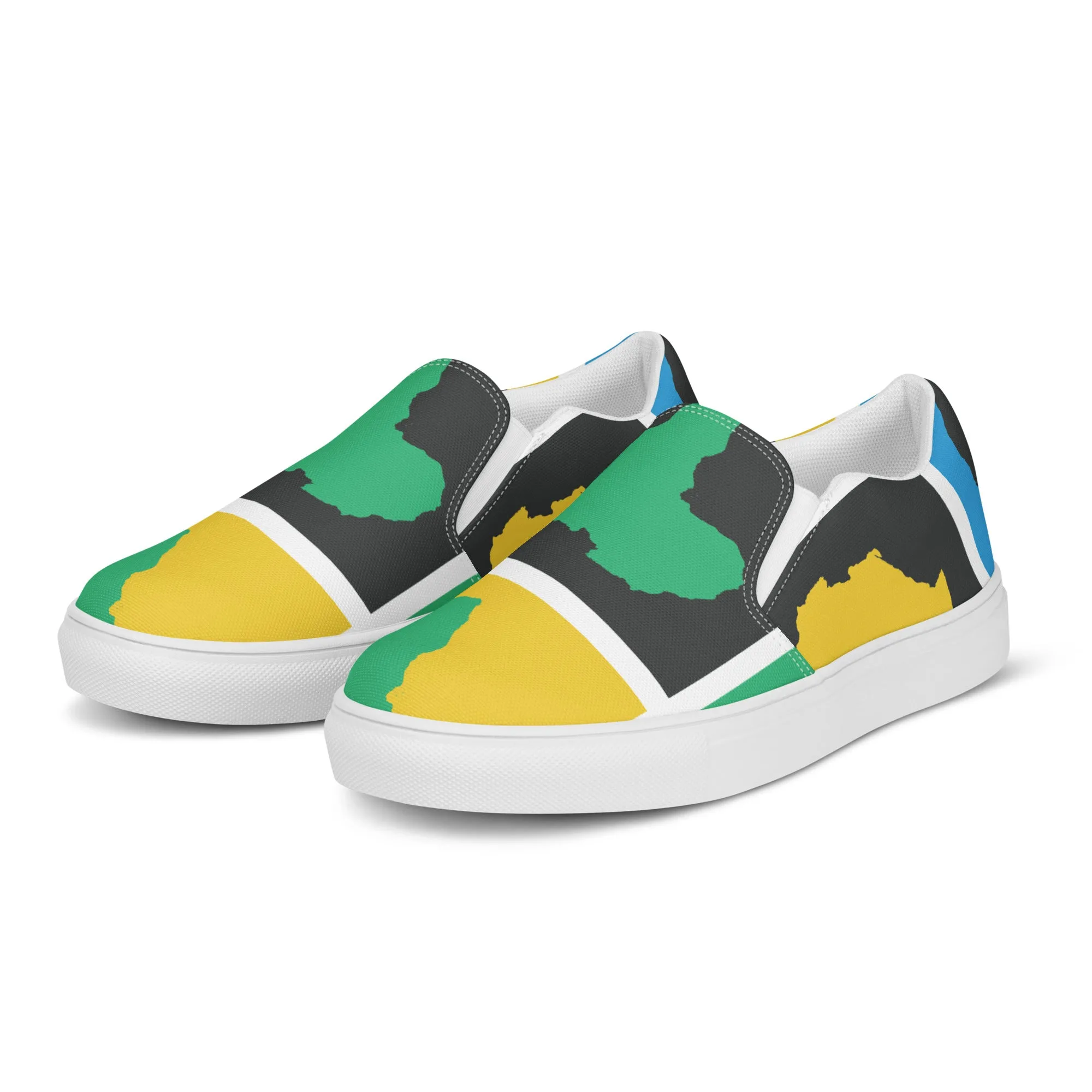 AFRICA WARHOL Men’s Slip-On Canvas Shoes (Yellow, Green, Turquoise)