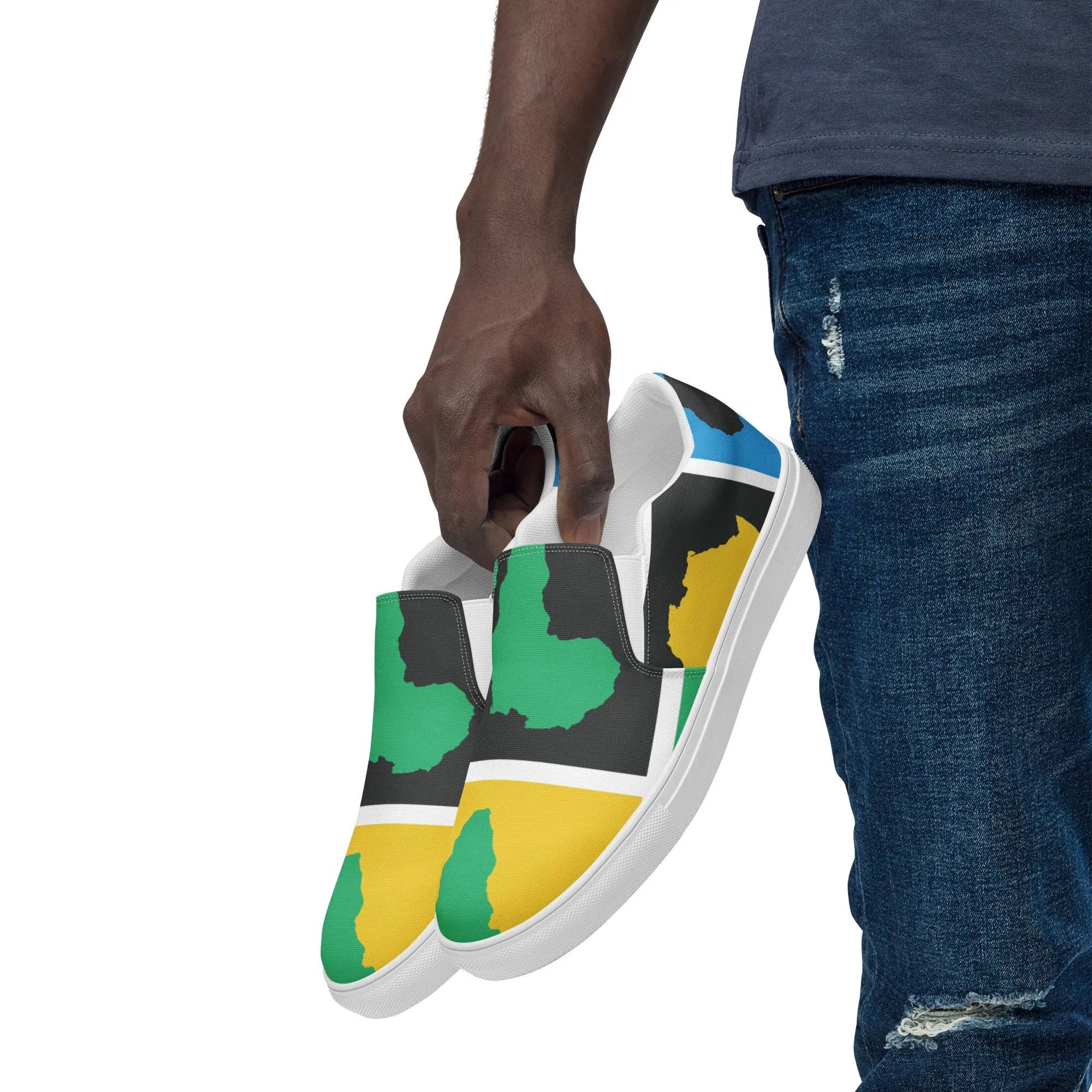 AFRICA WARHOL Men’s Slip-On Canvas Shoes (Yellow, Green, Turquoise)