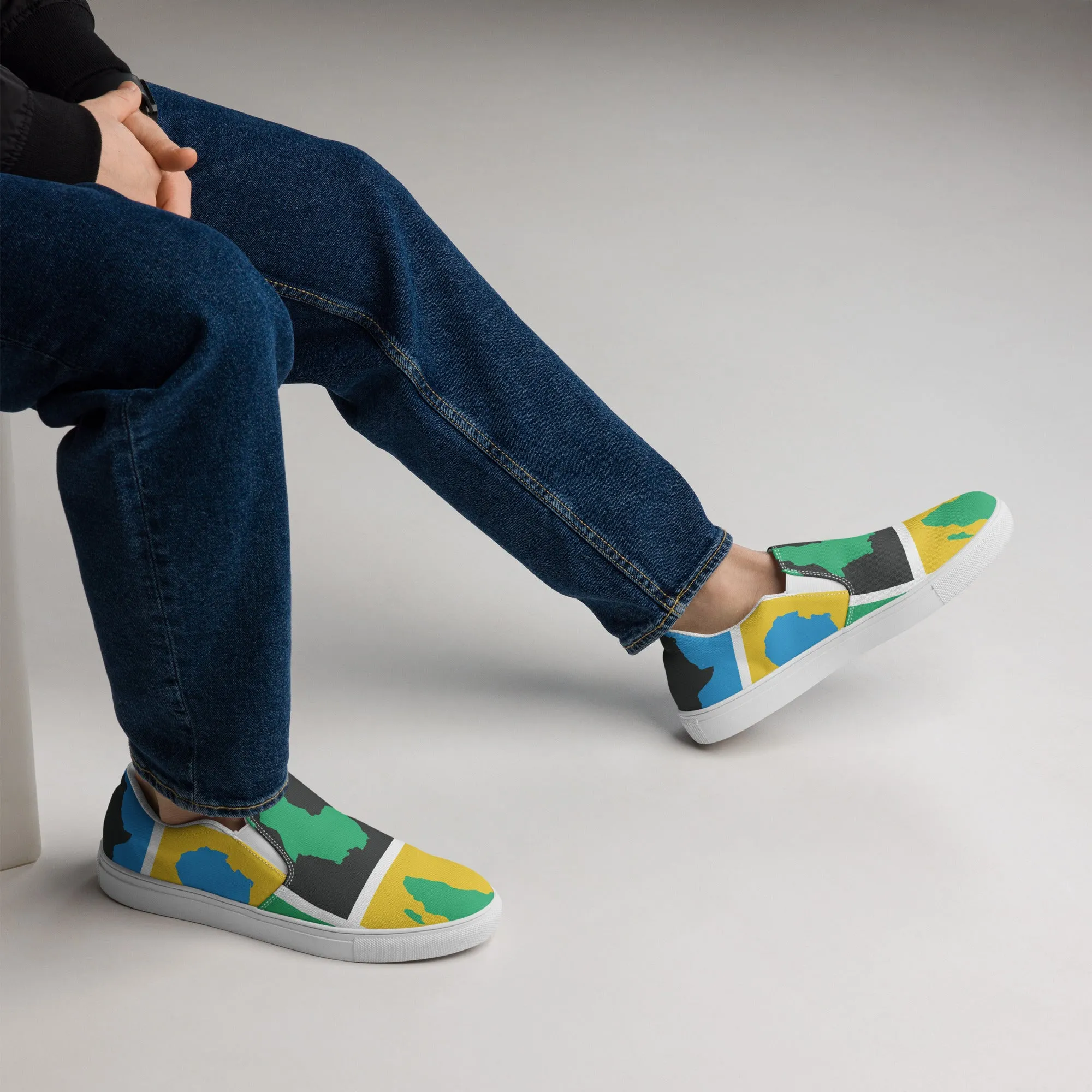 AFRICA WARHOL Men’s Slip-On Canvas Shoes (Yellow, Green, Turquoise)