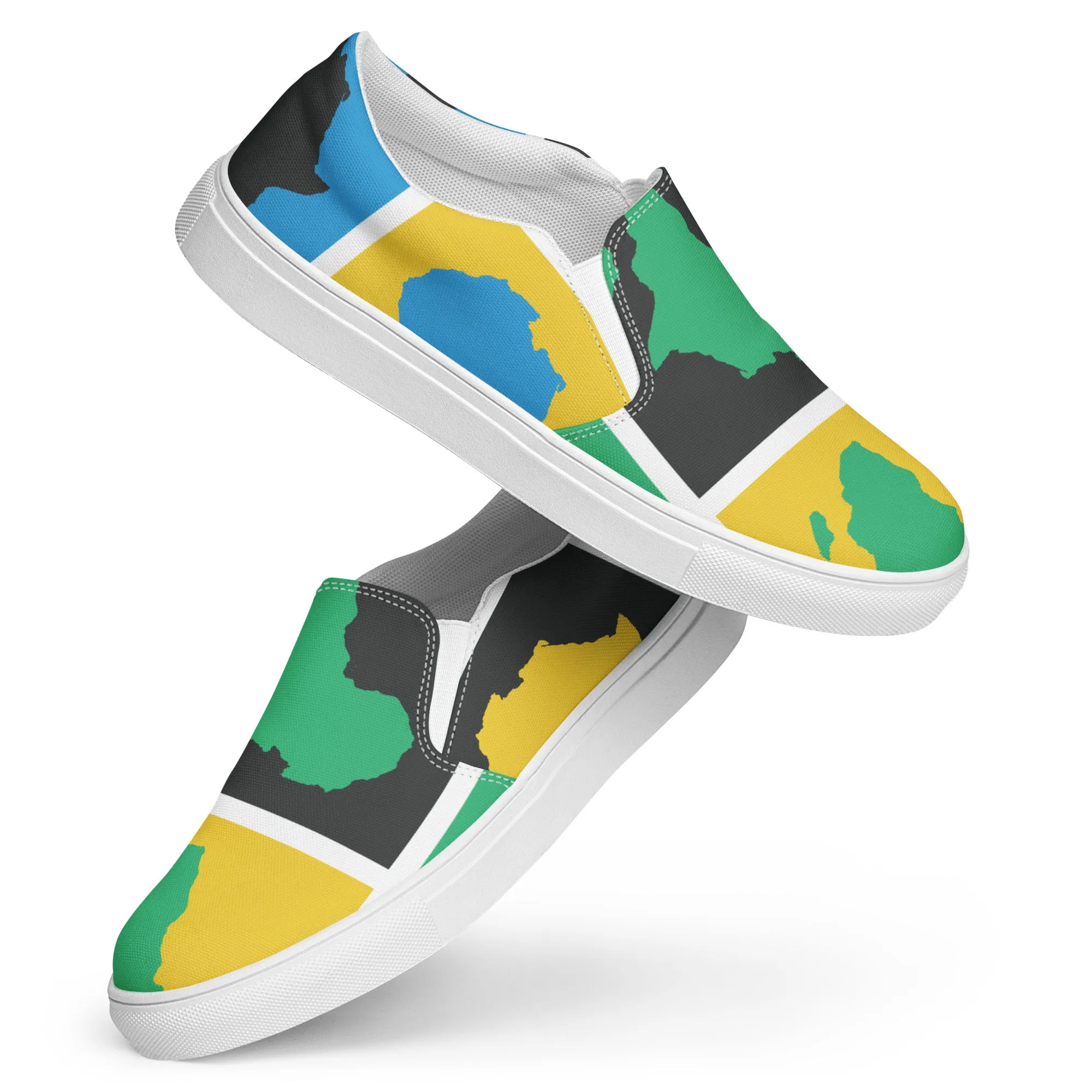 AFRICA WARHOL Men’s Slip-On Canvas Shoes (Yellow, Green, Turquoise)