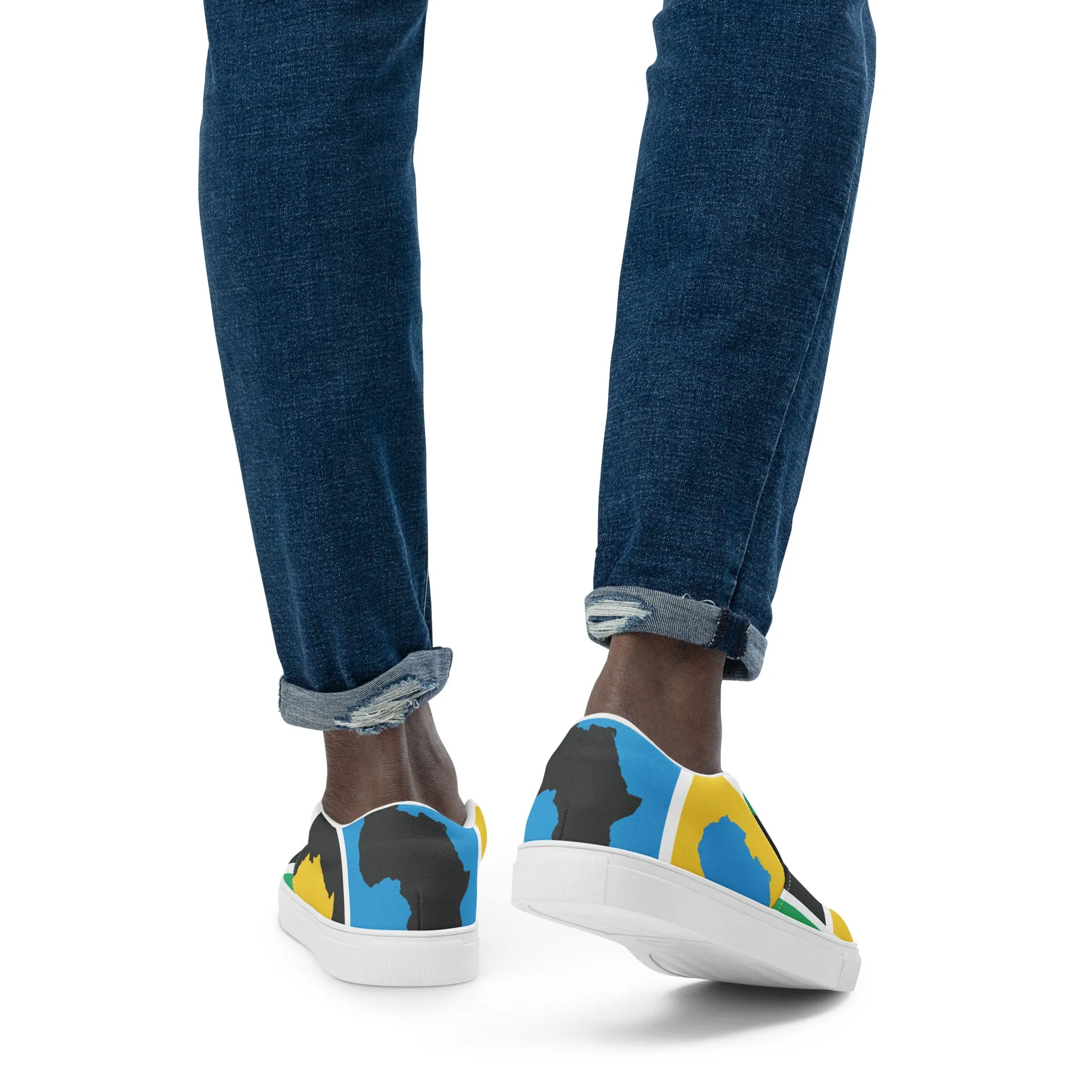 AFRICA WARHOL Men’s Slip-On Canvas Shoes (Yellow, Green, Turquoise)