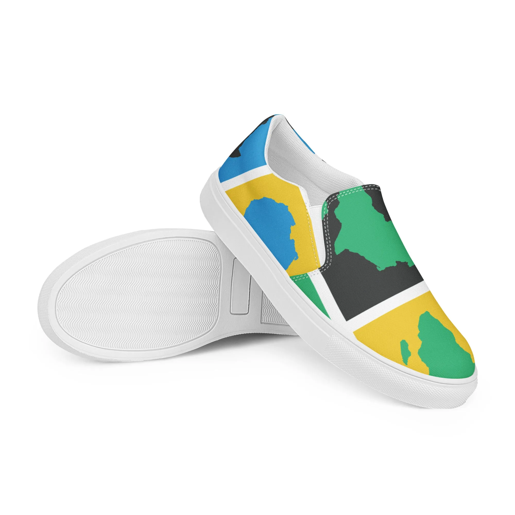 AFRICA WARHOL Men’s Slip-On Canvas Shoes (Yellow, Green, Turquoise)