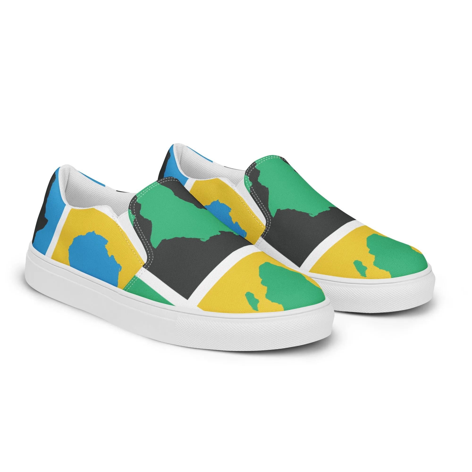 AFRICA WARHOL Men’s Slip-On Canvas Shoes (Yellow, Green, Turquoise)