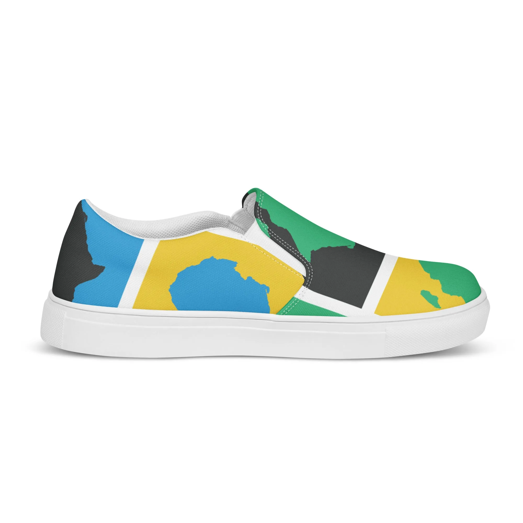 AFRICA WARHOL Men’s Slip-On Canvas Shoes (Yellow, Green, Turquoise)