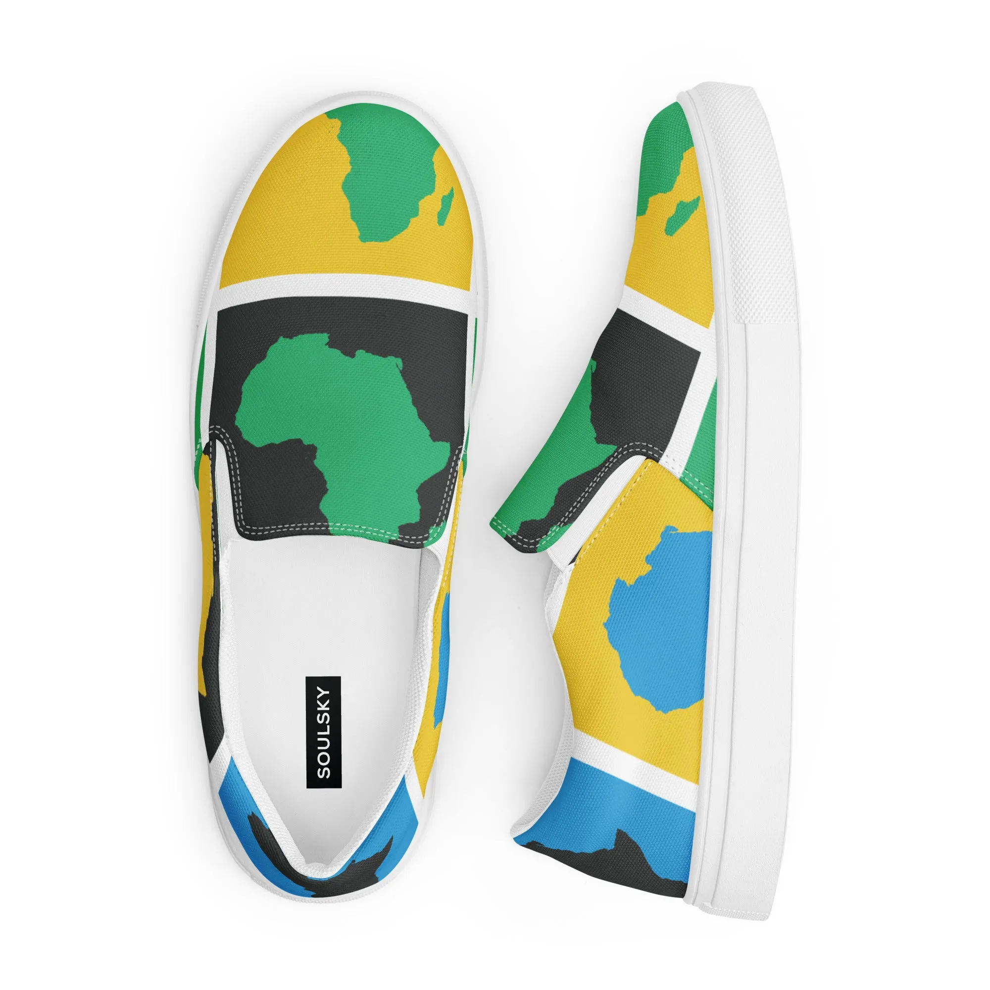 AFRICA WARHOL Men’s Slip-On Canvas Shoes (Yellow, Green, Turquoise)